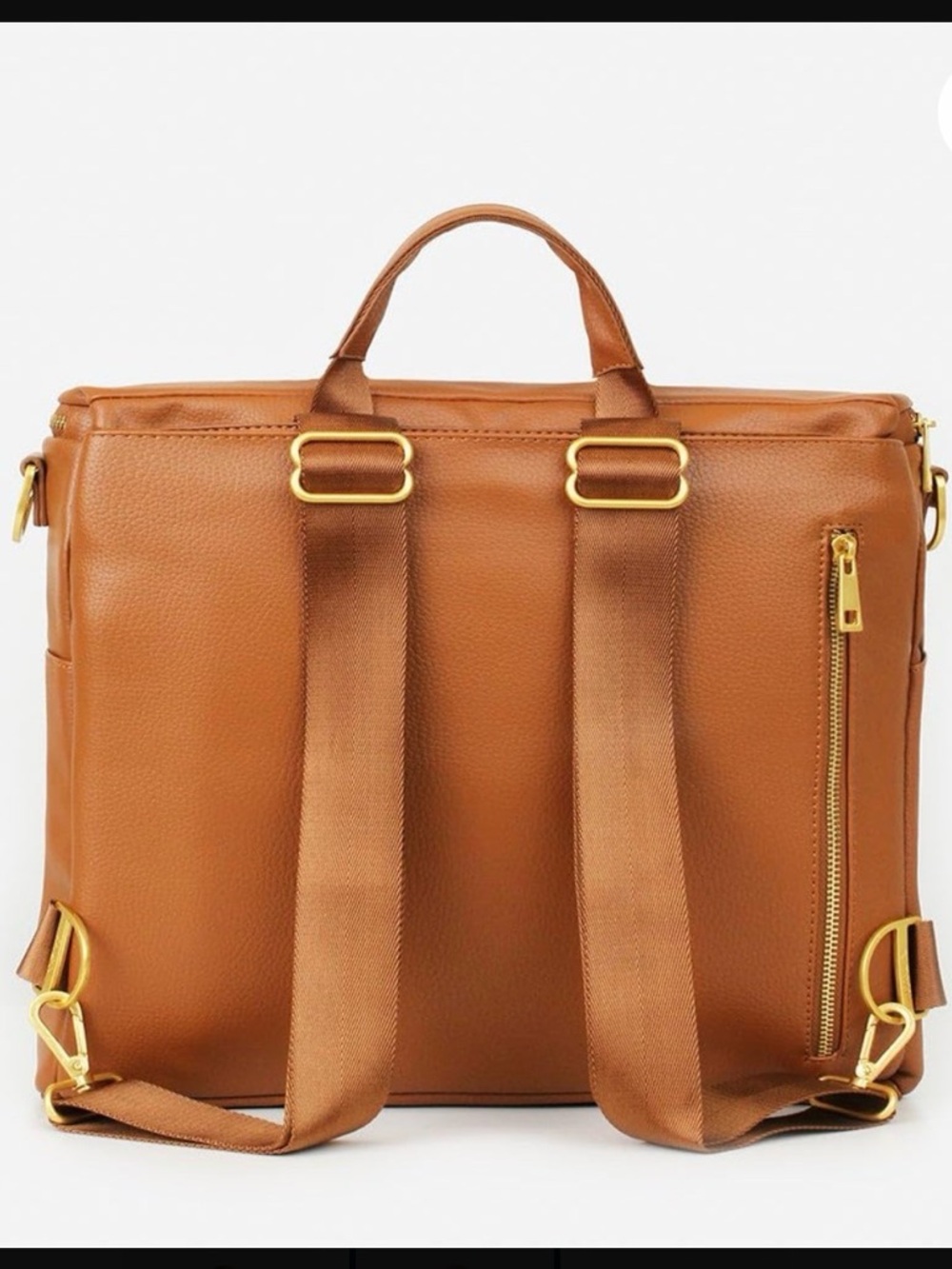 Fawn Design Cognac Convertible Men’s Backpack with Gold Hardware